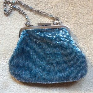 Liz Claiborne glitter bag chain handle velvet back